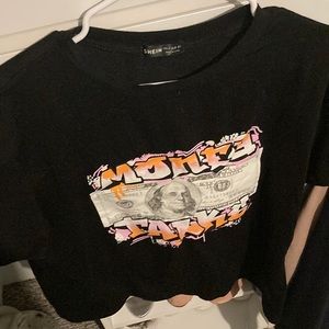 shein t shirt with $100 bill & says money talks